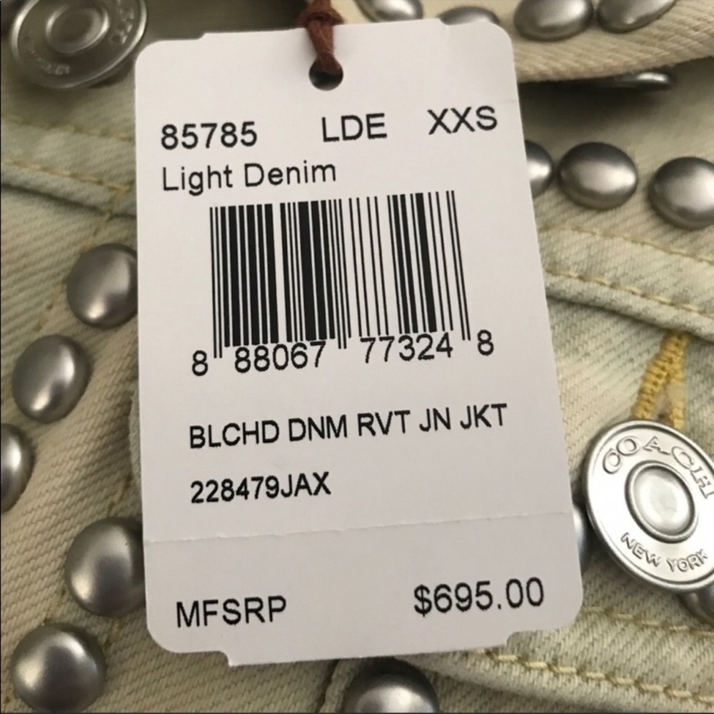 Coach Denim Jean Jacket Rivets Size XXS, XS - Picture 5 of 6